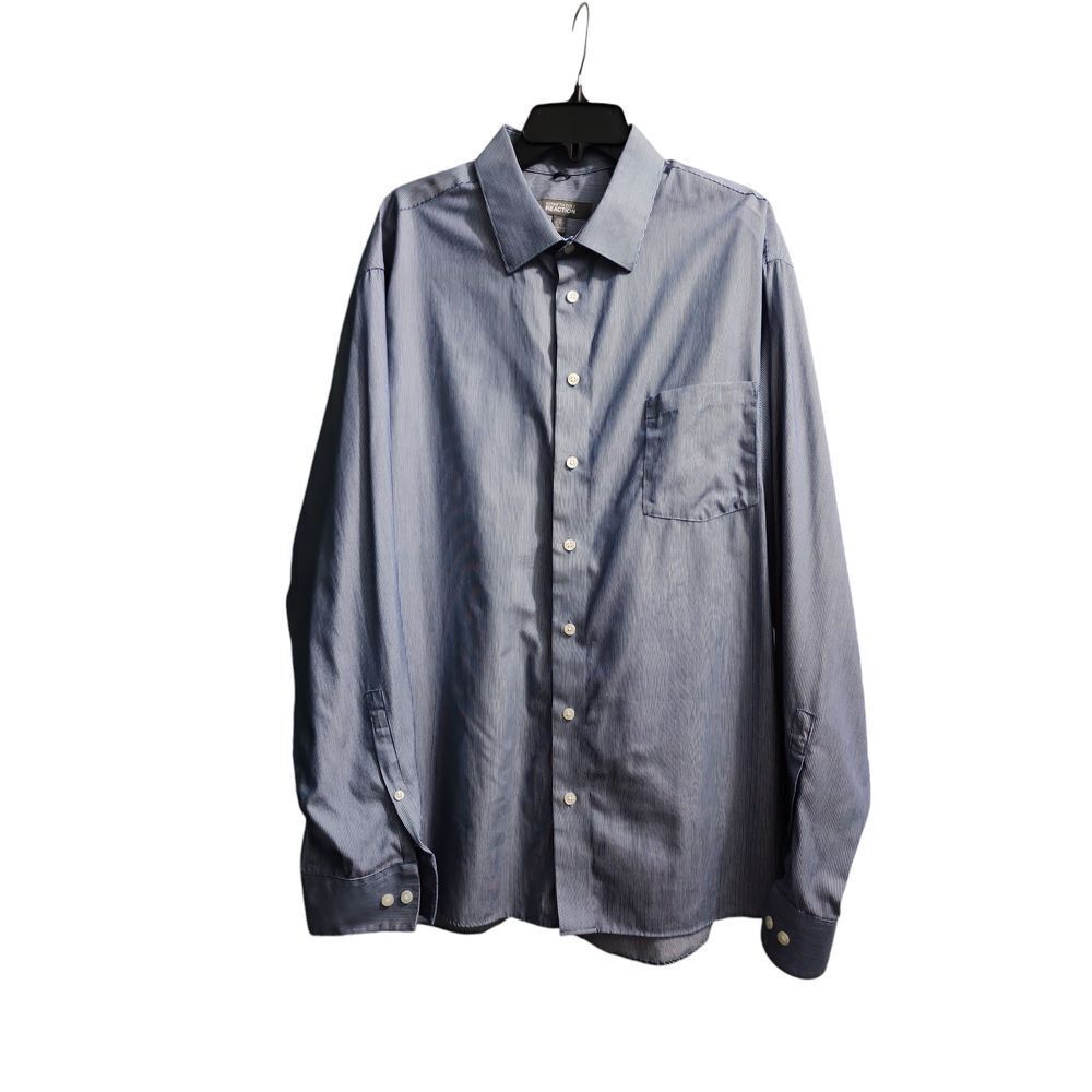 Kenneth Cole Reaction‎ Men's Blue Striped Button-Down Dress Shirt XXL